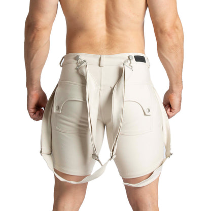 Suspenders Beige Short vista frontal de Gigo Underwear