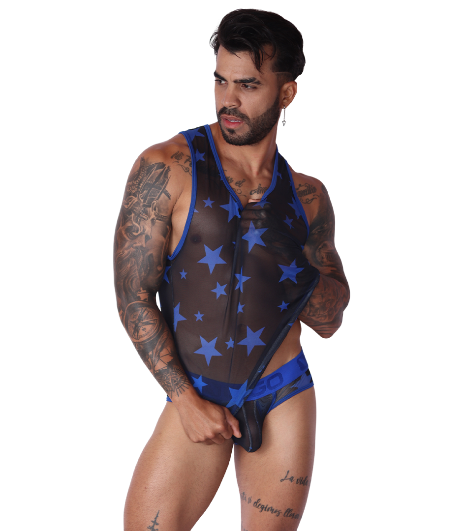 Star Blue Tank en modelo de Gigo Underwear