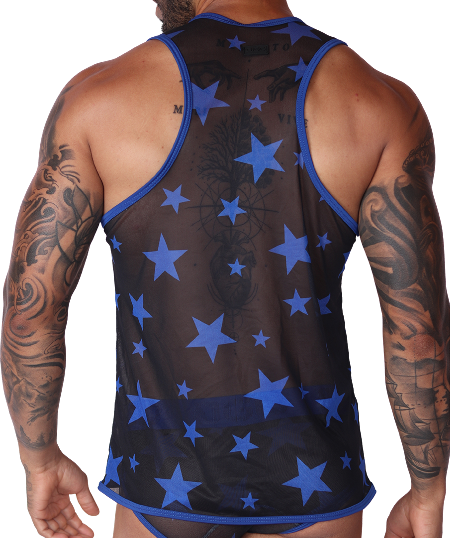 Star Blue Tank vista posterior de Gigo Underwear