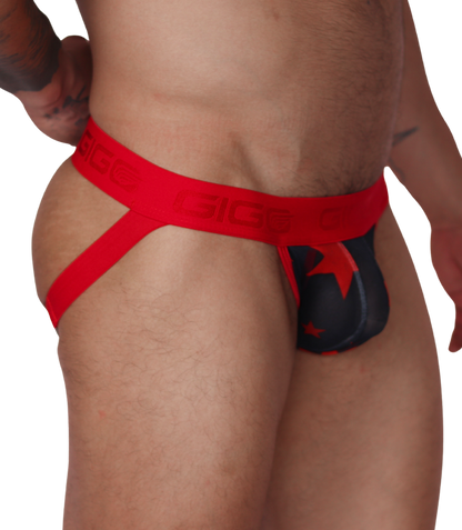 Star Red Jockstrap vista frontal de Gigo Underwear