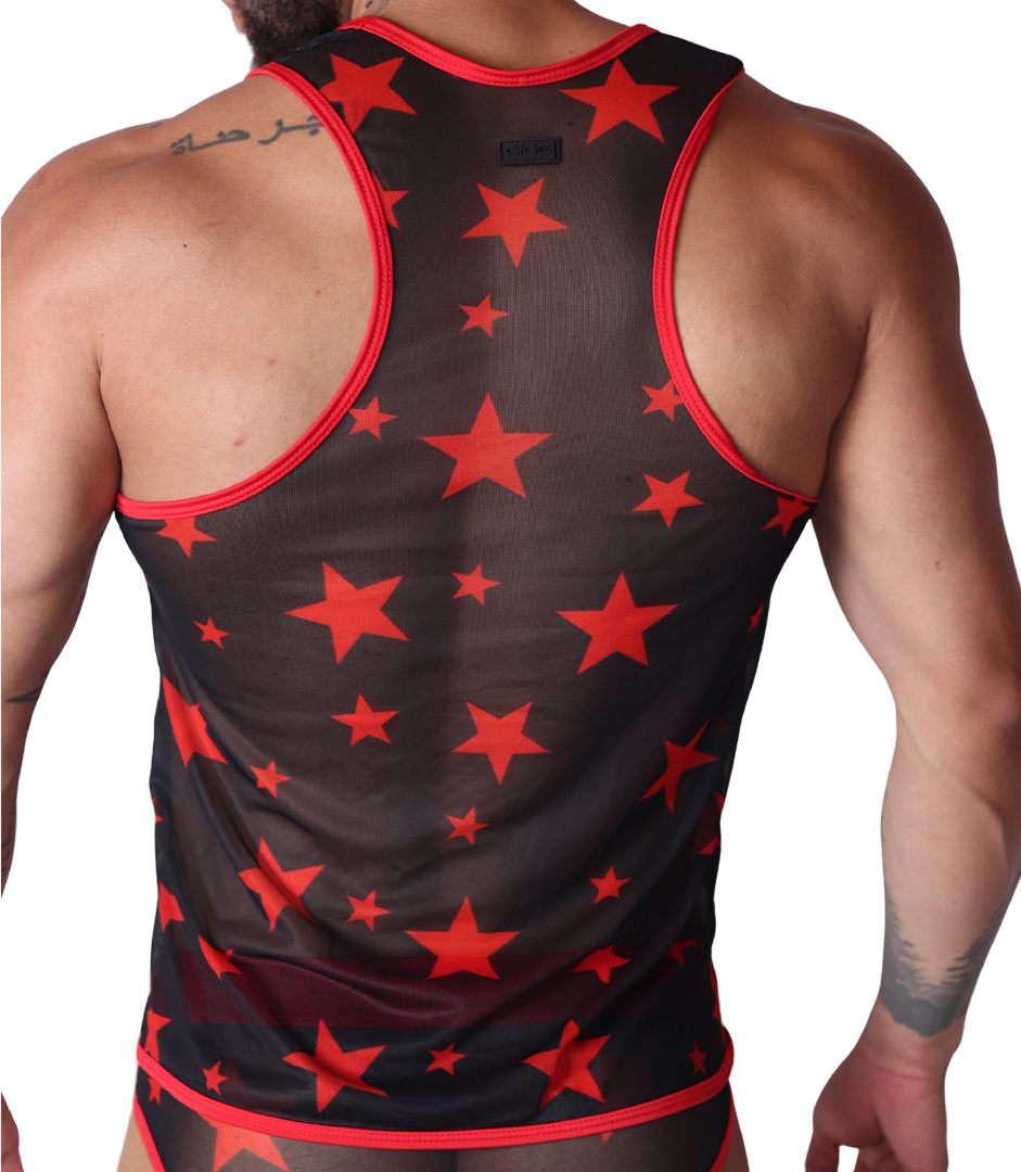 Star Red Tank vista posterior de Gigo Underwear