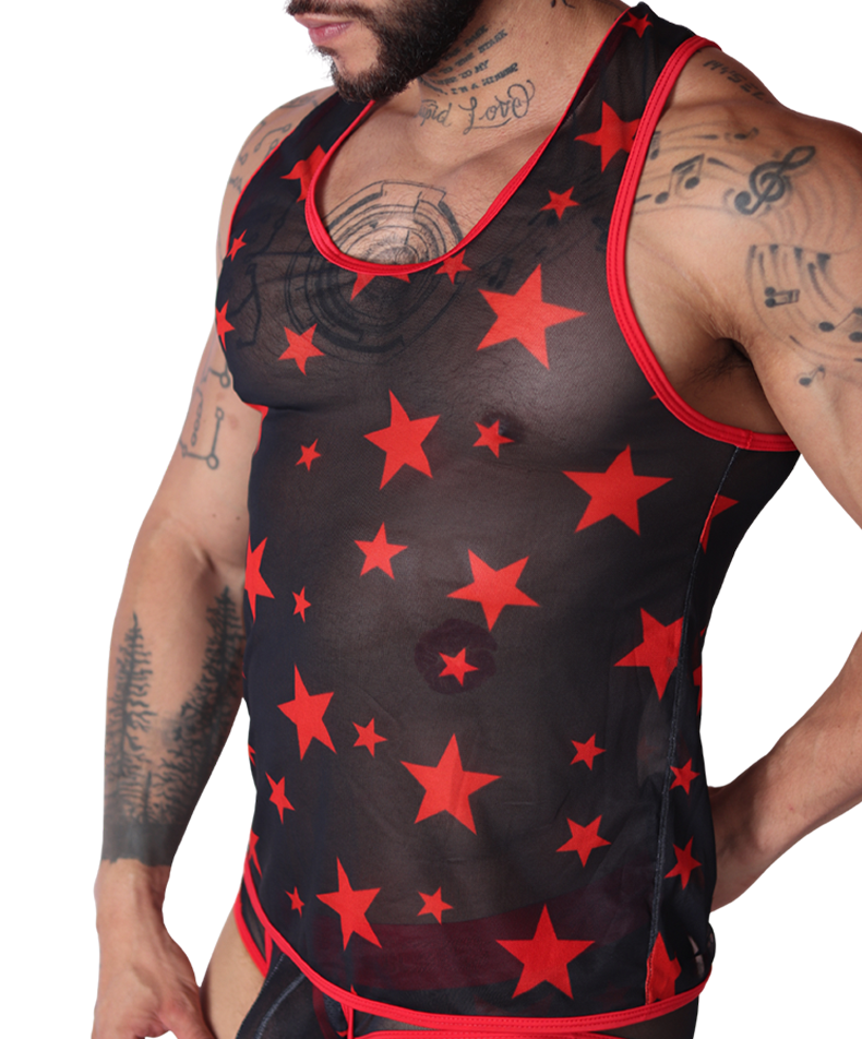 Star Red Tank vista frontal de Gigo Underwear