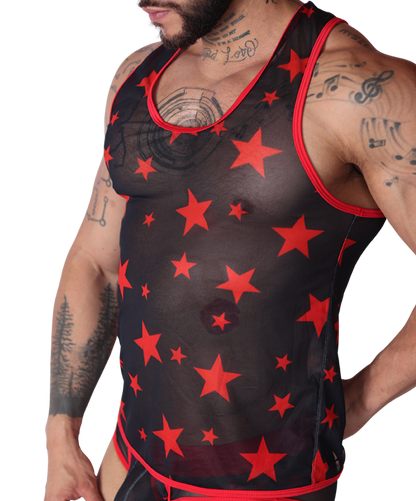 Star Red Tank vista frontal de Gigo Underwear