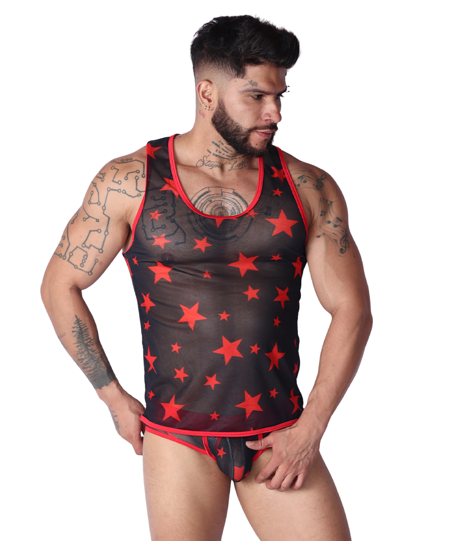 Star Red Tank en modelo de Gigo Underwear