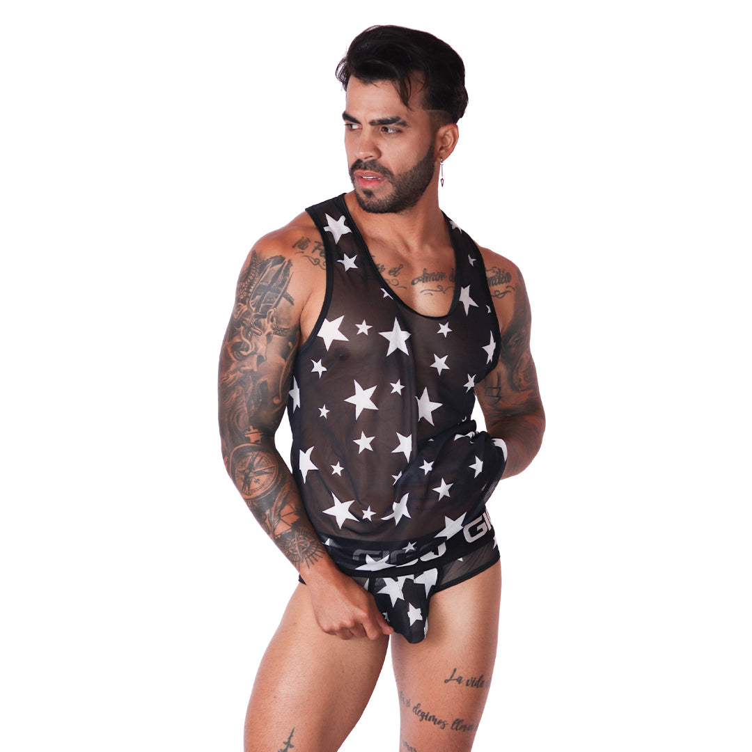 Star White Tank en modelo de Gigo Underwear