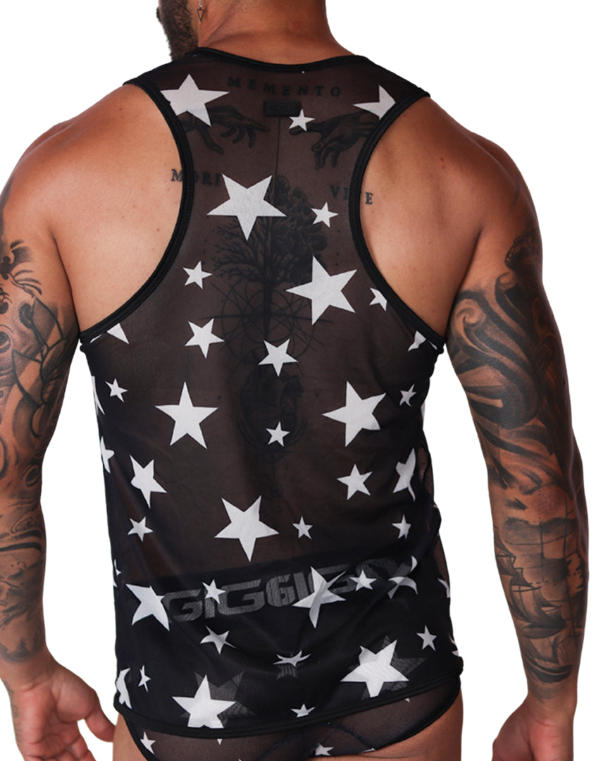 Star White Tank vista posterior de Gigo Underwear