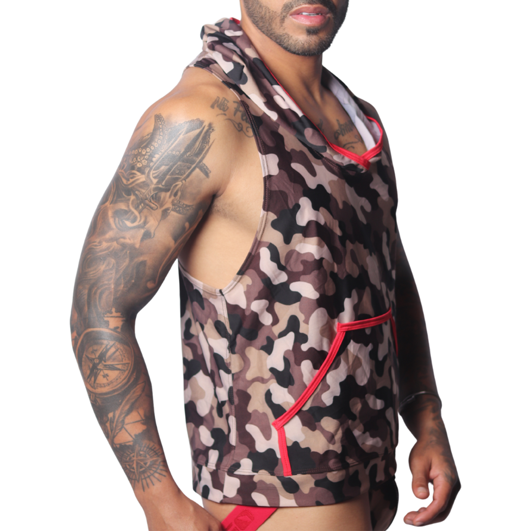 Trend Red Hoody Tshirt vista frontal de Gigo Underwear