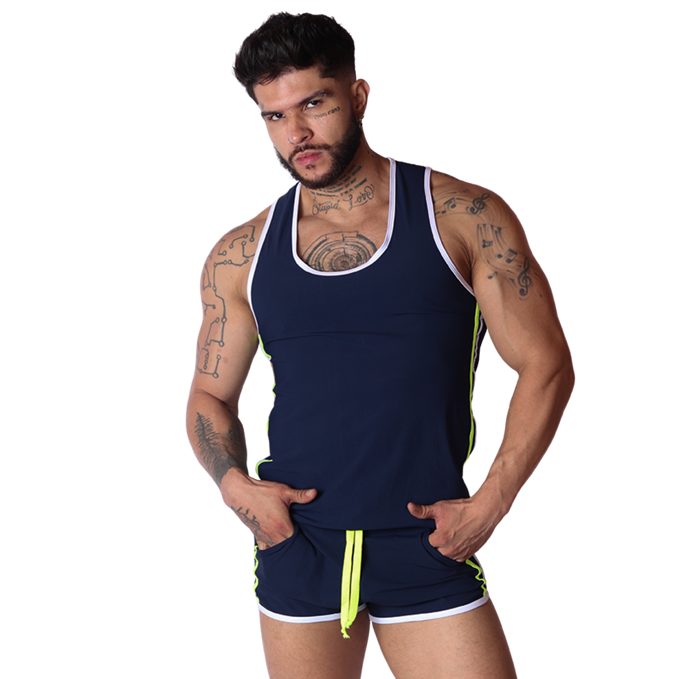 Typerhot Blue Tank de Gigo Underwear Colombia mostrando ajuste en hombros, pecho y silueta deportiva para hombre
