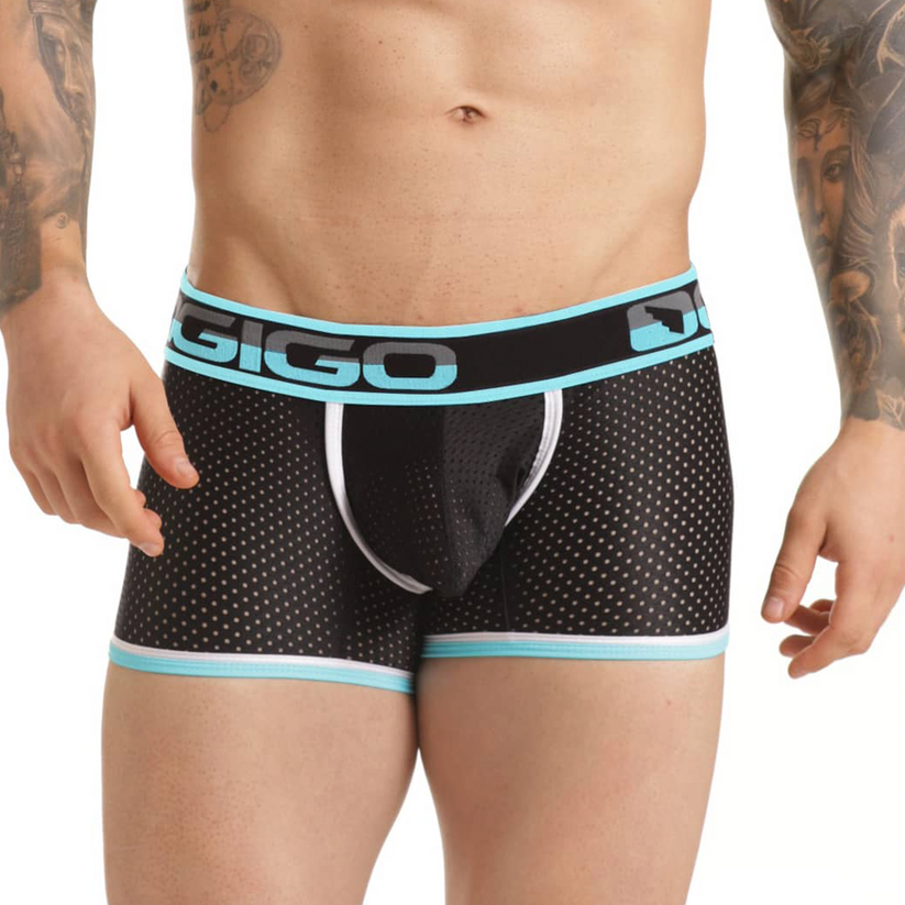 Bóxer trunk para hombre Versatil Blue de Gigo con pierna corta y detalles azules