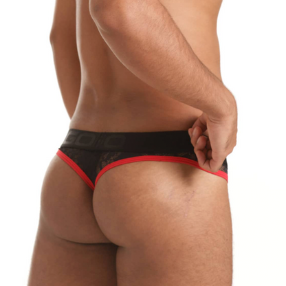 Vibrant Black Brief Gstring vista frontal de Gigo Underwear