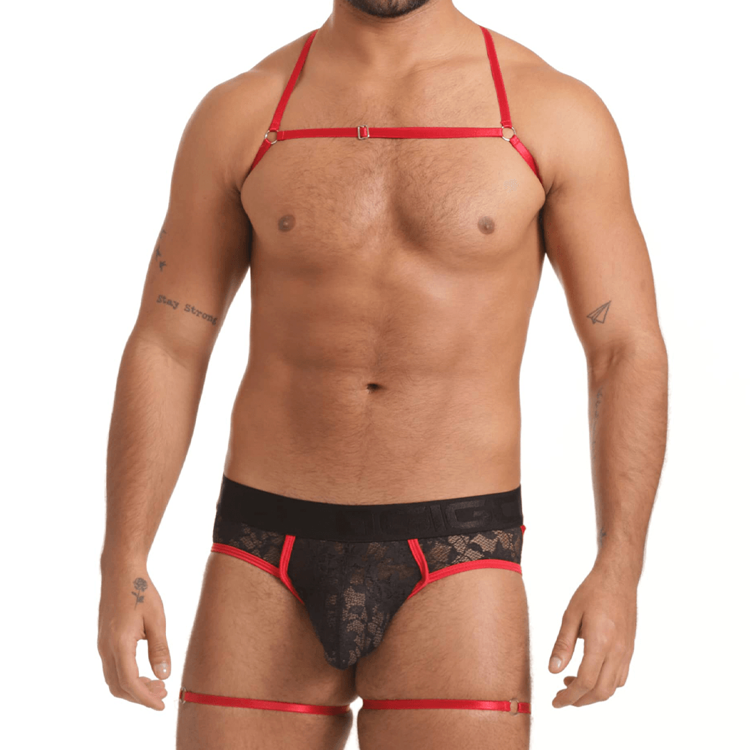 VIBRANT BLACK BRIEF JOCKSTRAP HARNESS - Gigo Underwear Colombia