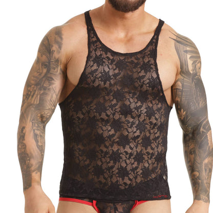 Vibrant Black Tank vista frontal de Gigo Underwear